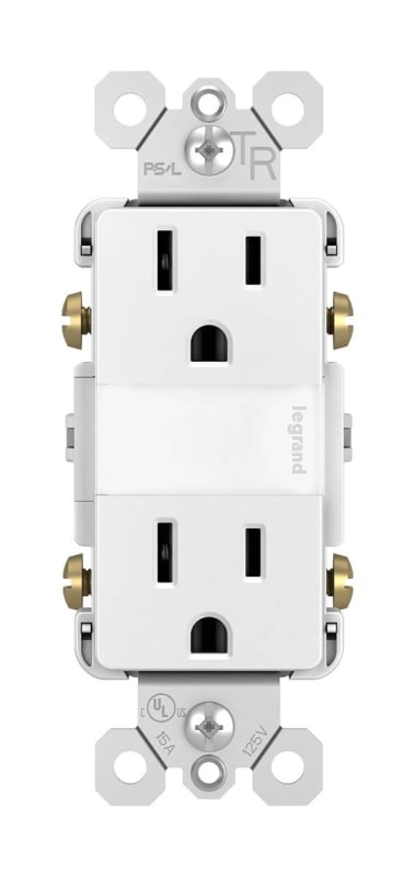 Pass and Seymour (Legrand) NTL885TRW Tamper-Resistant 15A 120/125V NEMA 5-15R Straight Blade Duplex Receptacle With Nigh Pass and Seymour (Legrand) NTL885TRW Tamper-Resistant 15A 120/125V NEMA 5-15R Straight Blade Duplex Receptacle With Nigh