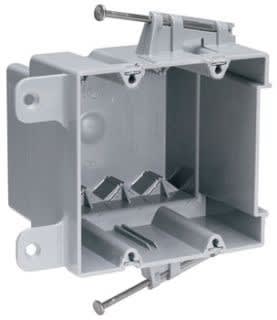 Pass & Seymour S2-35-RAC Switch/Outlet Box, 2-Gang, Depth: 3-5/8", Nail-On, Non-Metallic