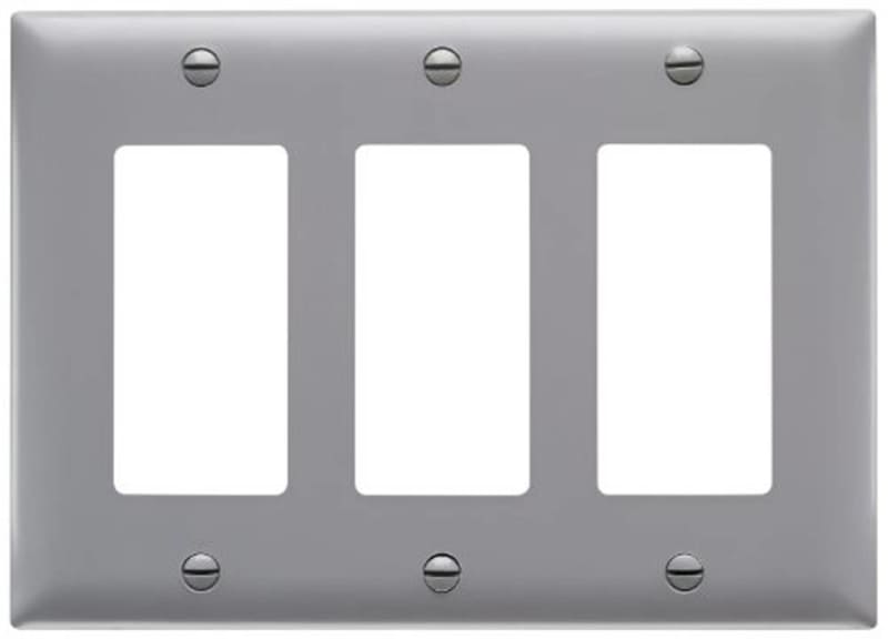 TP263GRY Gray Decorator Openings Wallplate 3-Gang TP263GRY Gray Decorator Openings Wallplate 3-Gang