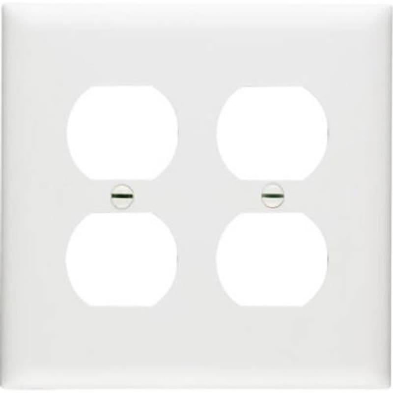 TP82W White Duplex Receptacle Openings Wallplate 2-Gang