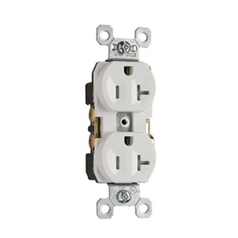 Pass ; Seymour TR20-W Tamper Resistant Double Pole Duplex Receptacle; Wall Mount, 125 Volt AC, 20 Amp, White Pass ; Seymour TR20-W Tamper Resistant Double Pole Duplex Receptacle; Wall Mount, 125 Volt AC, 20 Amp, White