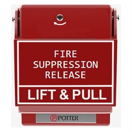 Potter 1000403-10 RMS-1T-Wallplate Fire Suppression Station, White Text, Red