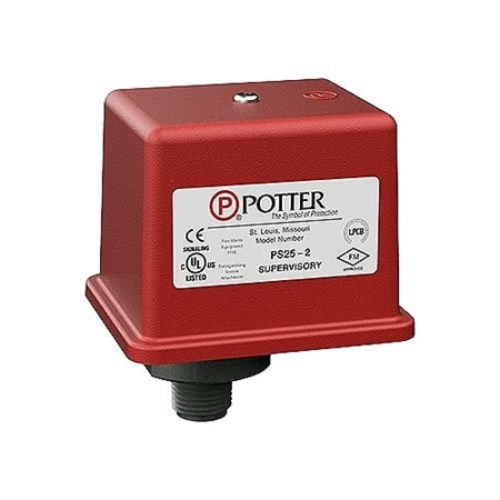 Potter PS25-2 PS25 Series Low/High Supervisory Pressure Switch for Low Differential Dry and Preaction Valves Nominal System Pressure 25 psi