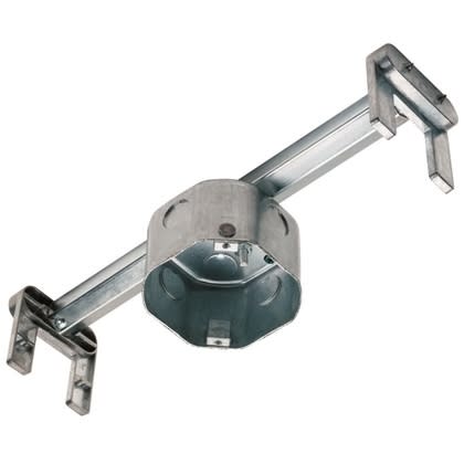 P&S  22200  4" Octagon Ceiling Box with Bar Hanger, Depth: 2-1/2", Metallic