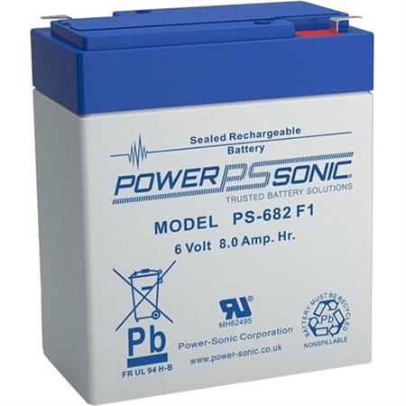 Power-Sonic PS-682 6V/9AH Sealed Lead Acid Battery-F1 Terminal - PS-682