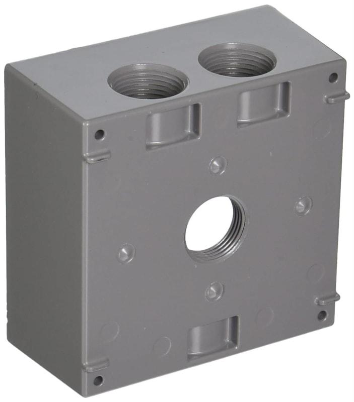BELL 5343-0 Weatherproof Box,2Gang,4Inlet,3/4 Hub