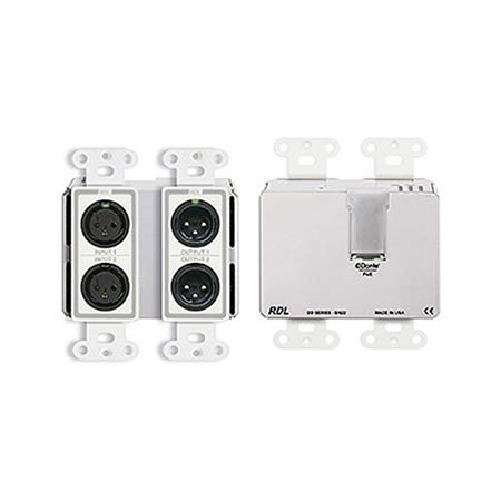 RDL DD-BN22 Wall-Mounted Bi-Directional Mic/Line Dante Interface 2x2, White