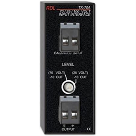 RDL TX-70A 25V, 70V, 100V Speaker Level Input Interface with Unbalanced Line Output