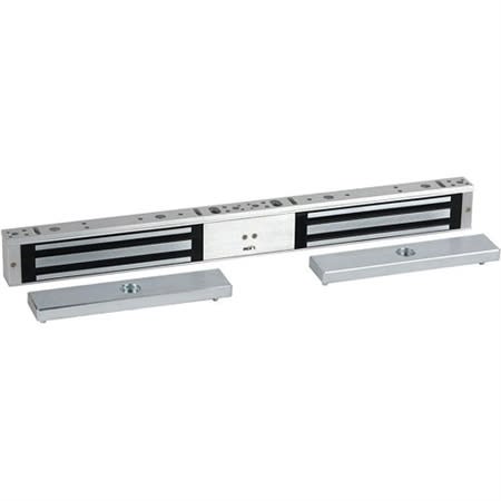 RCI 8372D28 Surface Double MiniMag Electromagnetic Lock with Door Status Sensor, Outswing Doors, 750 lb, 12/24VDC, Brushed Anodized Aluminum