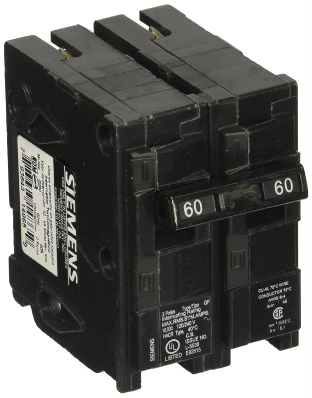 Siemens Q260 60 Amp Dual Pole Circuit Breaker