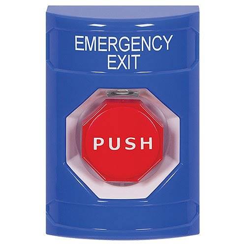 STI SS2401EM-EN Stopper Station Push Button, No-Cover, Turn-to-Reset Button, EMERGENCY Label, Blue