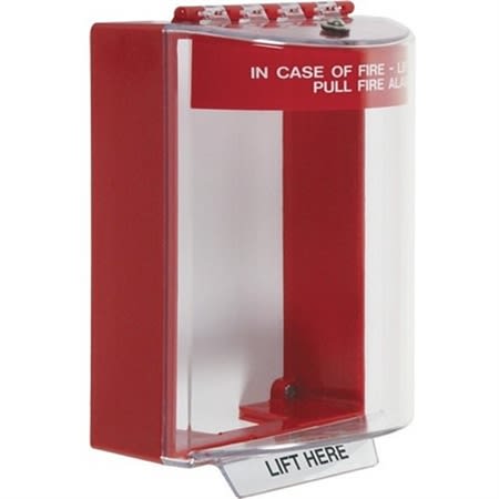STI 13210FR Universal Stopper Dome Cover Surface Mount, Label Hood without Horn, Fire Label, Red