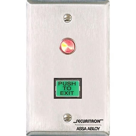 Securitron PB3 Push to Exit Button, Includes Interchangeable Green and Red Lenses