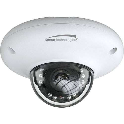 Speco O4P4 4MP Mini Dome IP Camera with Advanced Analytics and Wall Mount, 2.8mm Lens, White
