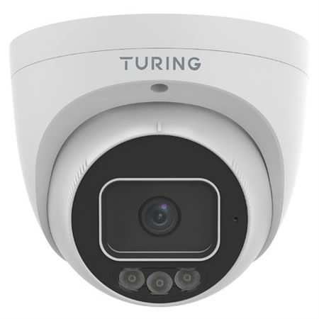 Turing Video TP-MEAD8MA28 SMART Series 8MP Tri-Light Turret Network Camera with Cloud VMS Basic License, Audio & Strobe Light Deterrence, 2.8mm Fixed Lens, Alarm/Audio I/O White