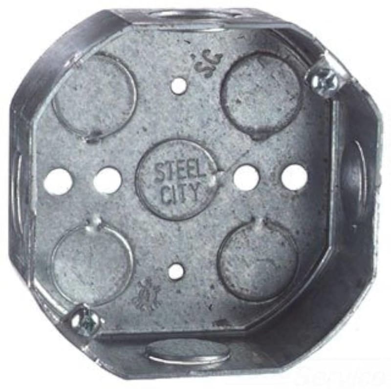 Steel City 54151-1/2 4 x 1-1/2 Inch Steel Octagon Box with 1/2 Inch Knockout