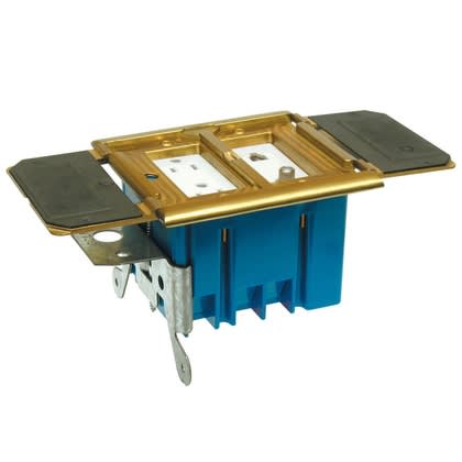 Thomas & Betts B234BFBB Adjustable Floor Box, 2-Gang, Type: GFCI Receptacles, Depth: 3"