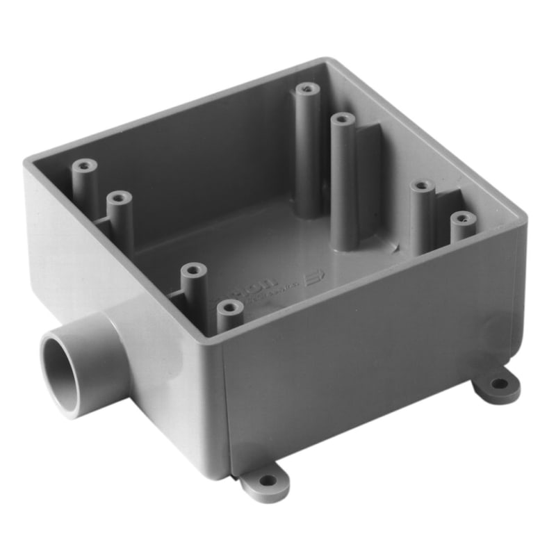 Carlon E9802E Weatherproof Box, 2FSE Type, 2 Gang, (1) 3/4" Outlets, 1.98" Deep, Non-Metallic