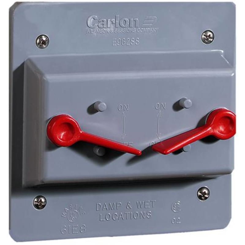 Carlon E9G2SSN Weatherproof Cover, 2-Gang, (2) Toggle Switch, Vertical, Non-Metallic, Gray