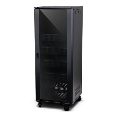 Strong SR-FS-SYSTEM-DC-27U FS Series Rack System with DC Fans, 24" Depth, 27U, Steel, Black