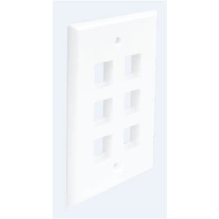 fp06pwh 6port singlegang noid faceplate white sing