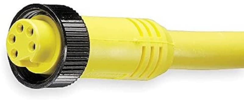 Woodhead Cordset, 5P, Mini-Change, Female, 8A, 600V AC/DC, 6', Yellow