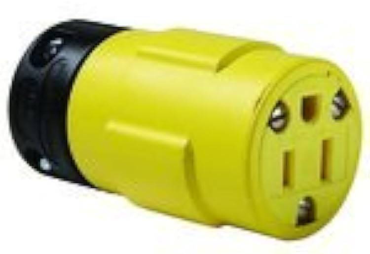 Woodhead 1547 Super-Safeway Connector, 2 Poles, 3 Wires, NEMA 5-15 Configuration, Yellow, 15A Current, 125V Voltage
