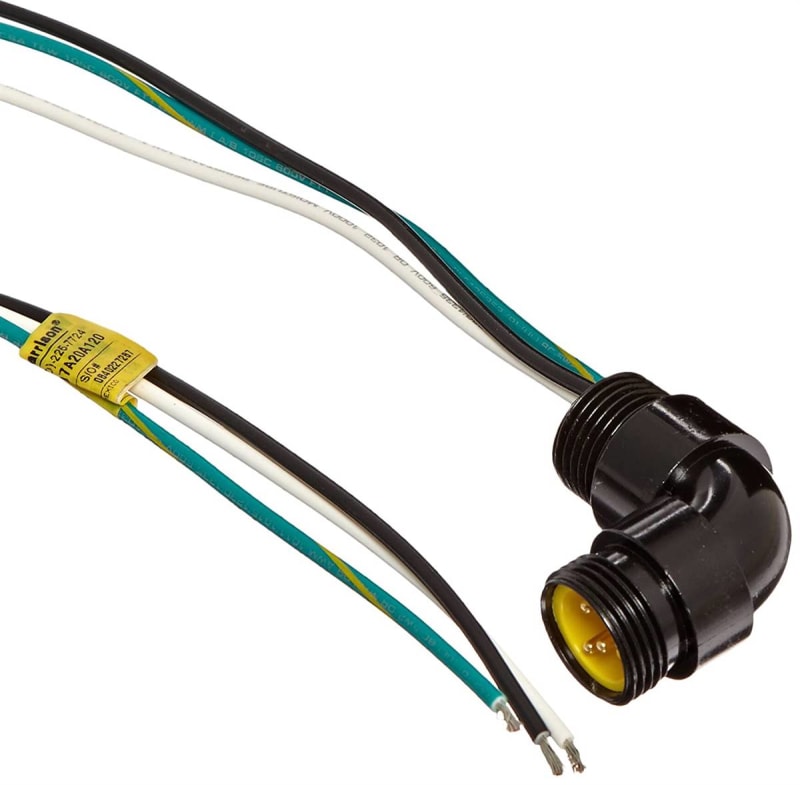 Woodhead Cordset, 3P, 90D Male Receptacle, 12" Leads, 13A, 600V AC/DC Woodhead Cordset, 3P, 90D Male Receptacle, 12" Leads, 13A, 600V AC/DC