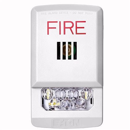 Eaton ELHSW Wheelock Eluxa LED Horn Strobe, Wall, FIRE Lettering, 24V, 15/30/75/110/135/185 cd, Indoor, White