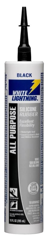 White Lightning W11125010 Silicone Rubber All Purpose Sealant, Black, 10 ounce White Lightning W11125010 Silicone Rubber All Purpose Sealant, Black, 10 ounce