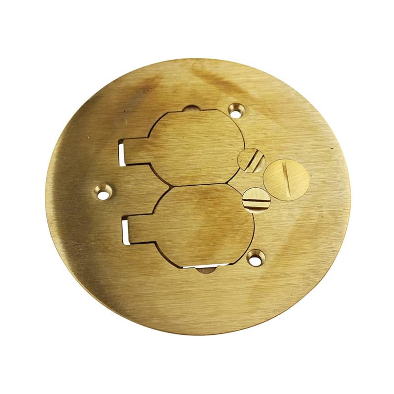 Wiremold 895DCC Ratchet-Pro Dual Service Brass Duplex Cover Plate With Flip Lids