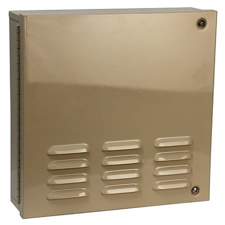 Angell Giroux CBB2BE 1010 Series Bell Box, Hinged Metal Cabinet with Burglar Bell and Tampers, Beige