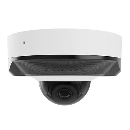 AJAX 76018.214.WH1 5MP Wired AI-Powered Security IP Dome Mini Camera, 2.8mm Fixed Lens, 110Â° Viewing Angle, IR, TrueWDR, Microphone, PoE/12V, Outdoor / Indoor