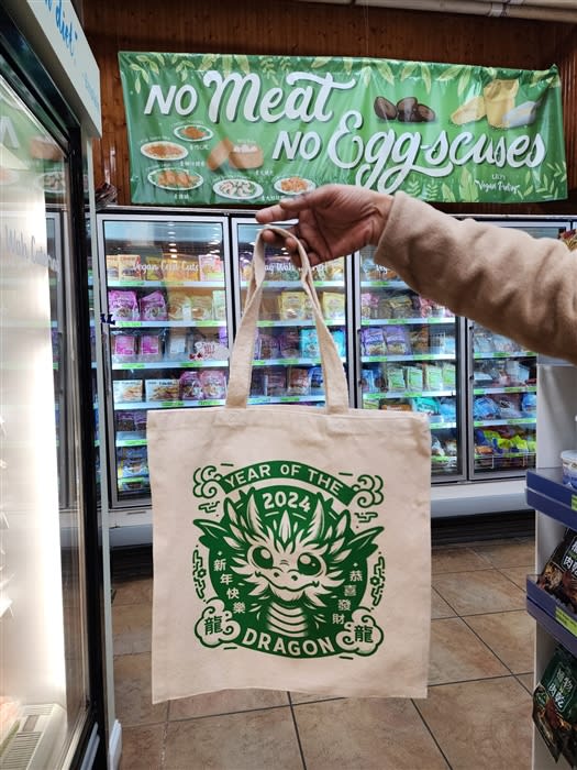 LVP Canvas Tote featuring Year of the Dragon design eco friendly and sustainable fashion