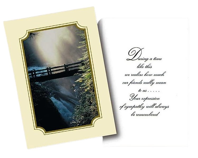 Crossing  acknowledgement card used in funeral service operations, from lynch supply 