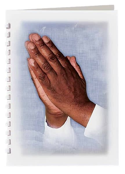 Hands of faith register book used in funeral service operations, from lynch supply 