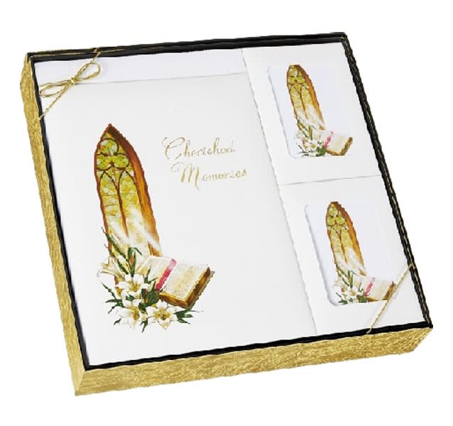 Church window gift box set used in funeral service operations, from lynch supply 