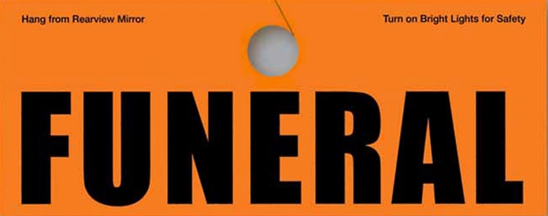 Auto windshield hanger signs used in funeral service operations, from lynch supply 
