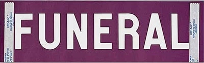 Auto windshield stickers-purple with double tape used in funeral service operations, from lynch supply 