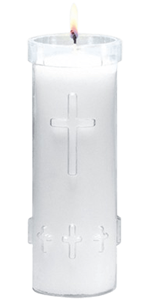 Devotional Candles In Unbreakable Plastic Containers
Useful For Many Occasions.
Three Different Sizes In Clear 