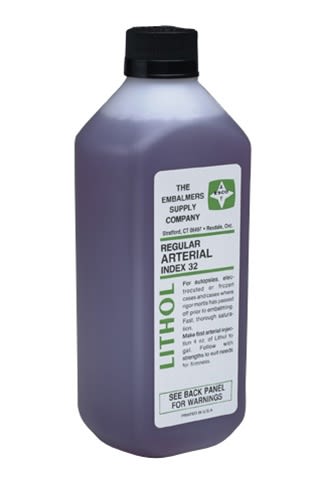 Esco lithol c/r arterial fluid -32 index used in funeral service operations, from lynch supply 