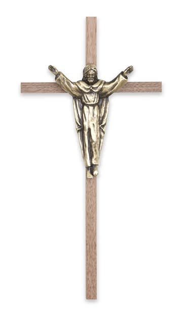 Crucifix-10" walnut with traditional risen christ - walnut/bronze used in funeral service operations, from lynch supply 