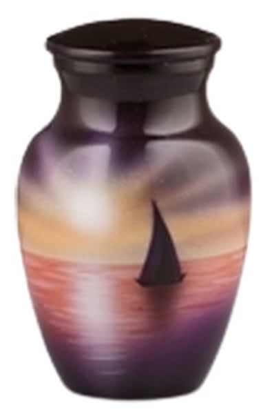 Hand painted urn-sailboat at sunset keepsake cremation supplies and equipment product