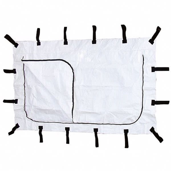 Jumbo emergency pouch-white curved zipper used in funeral service operations, from lynch supply 