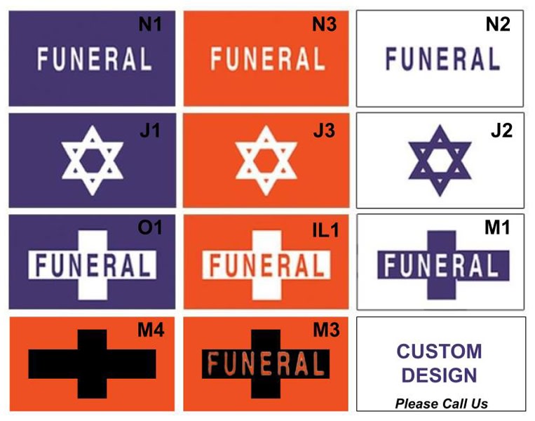 Replacement 9 1/2" x 17" banners only for lead auto flags used in funeral service operations, from lynch supply 