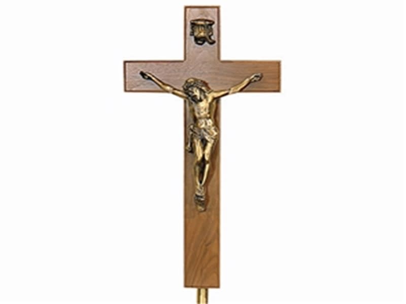 Crucifix with adjustable tripod stand used in funeral service operations, from lynch supply 