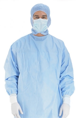 Gown-impervious with knit cuffs used in funeral service operations, from lynch supply 