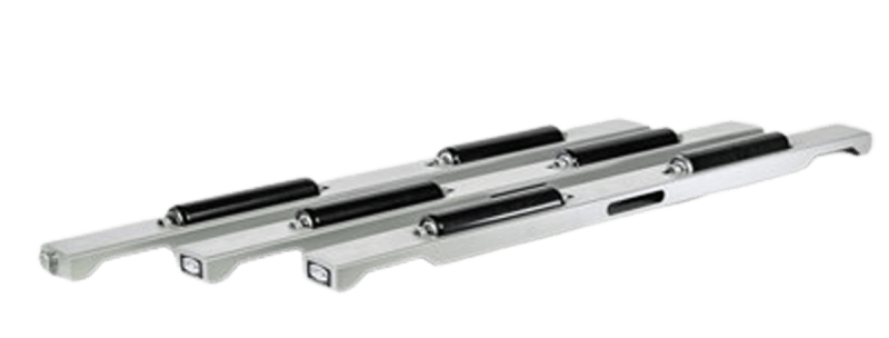 Placer Consists Of A Set Of Three Bars Fabricated From Heavy Aluminum Channel
Each Bar Has Two 10" Rubber Rollers