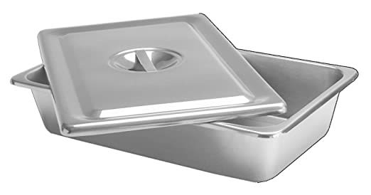 Instrument tray with cover and handle used in funeral service operations, from lynch supply 