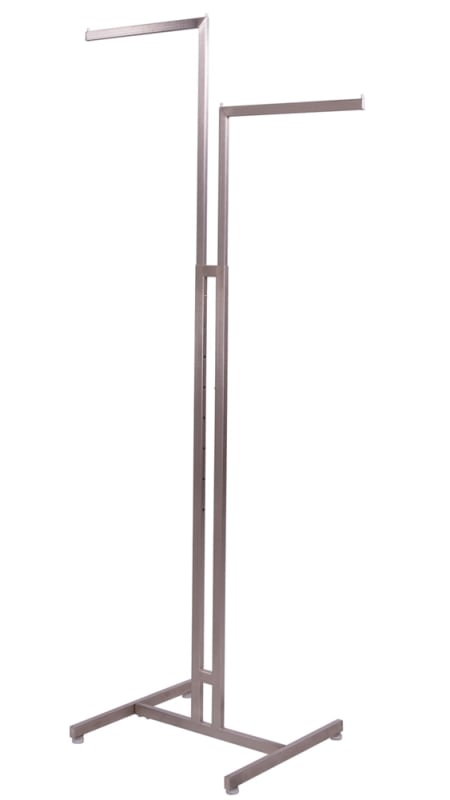 2 Way Adjustable Garment Rack with Straight Arms and Satin Nickel Finish